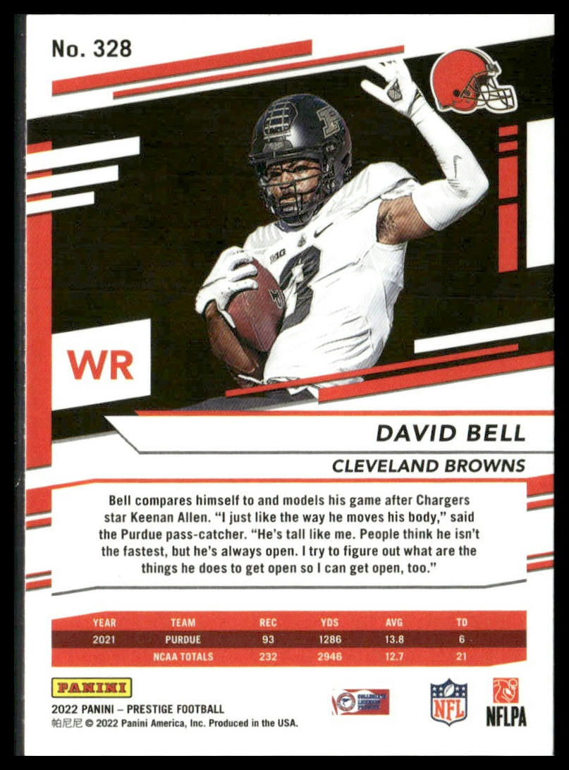 David Bell #328 Rookie 2022 Panini Prestige Cleveland Browns