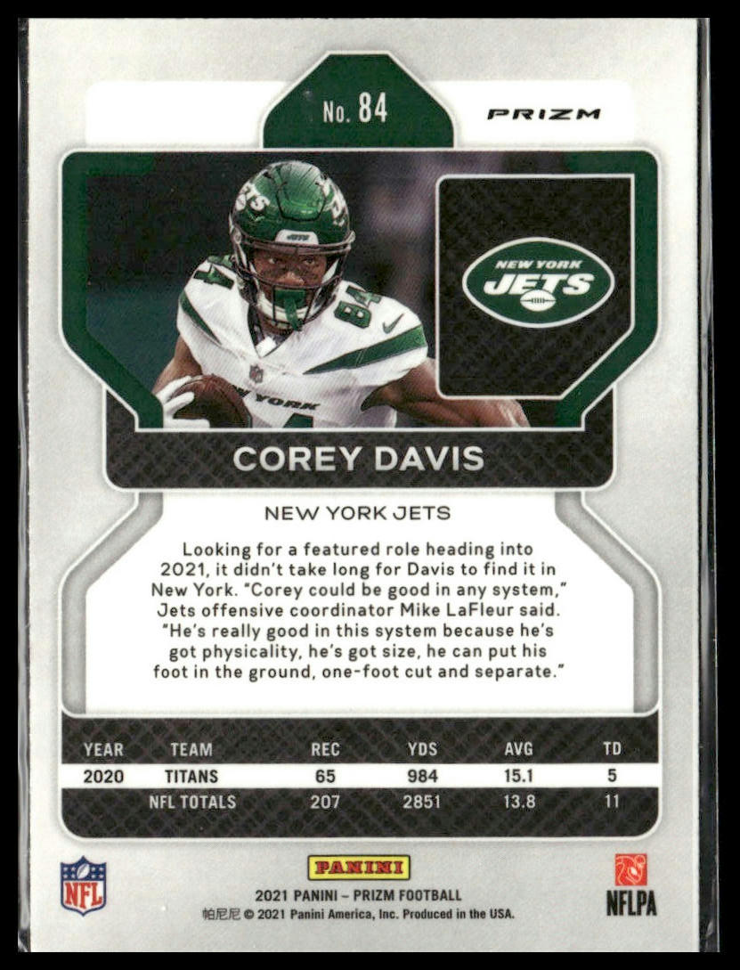 Corey Davis #84 2021 Panini Prizm Red Ice New York Jets