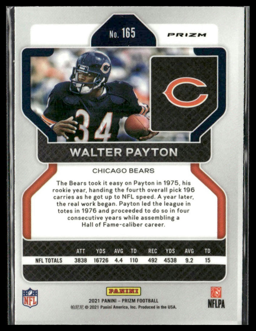 Walter Payton #165 2021 Panini Prizm Green Chicago Bears