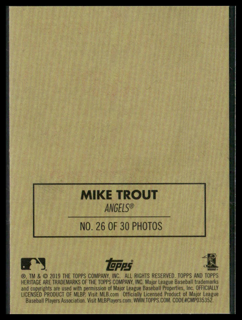 Mike Trout #26 2019 Topps Heritage 1970 Cloth Stickers Los Angeles Angels
