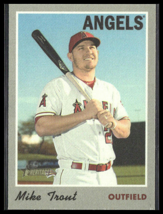 Mike Trout #26 2019 Topps Heritage 1970 Cloth Stickers Los Angeles Angels