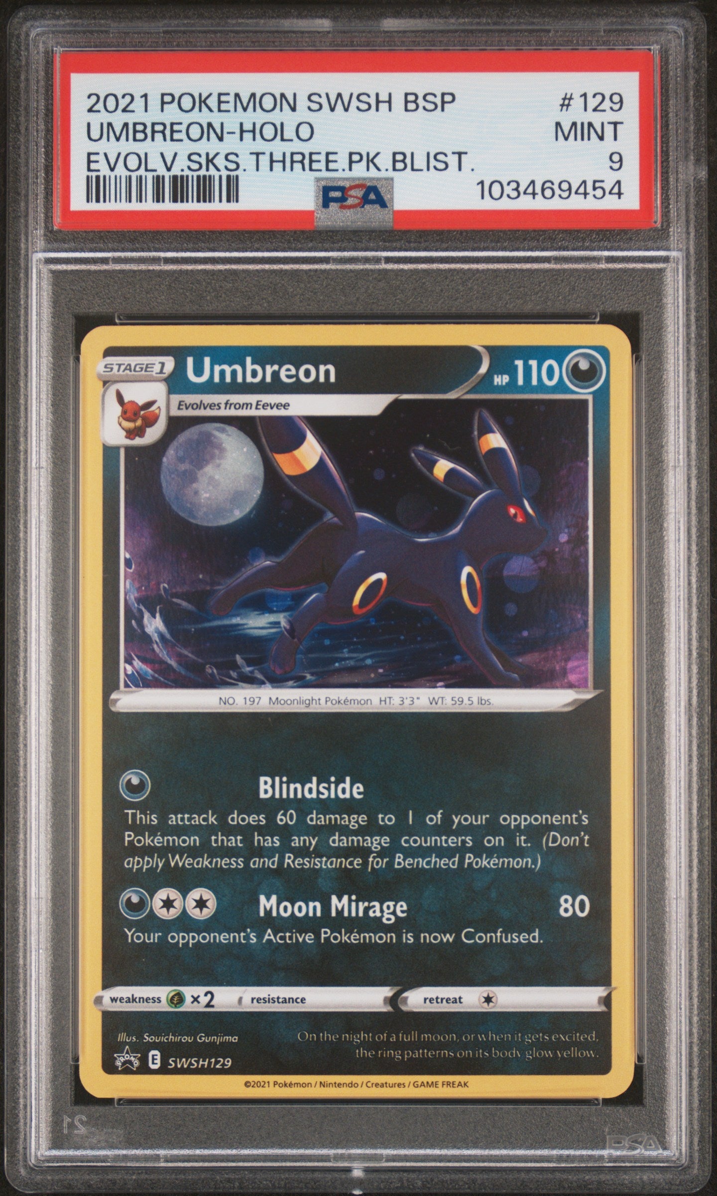 PSA 9 Umbreon-Holo #129 2021 Pokemon Swsh Black Star Promo