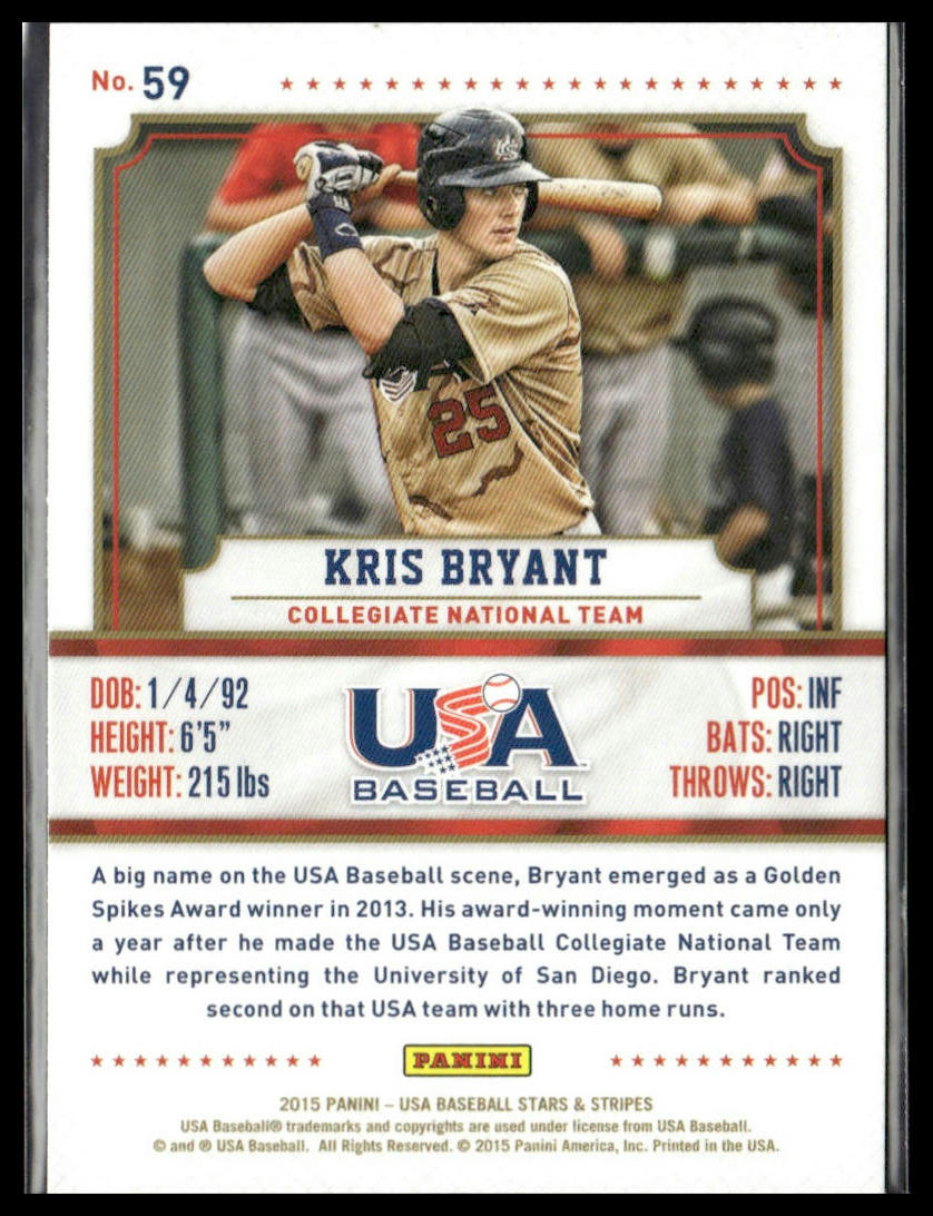 Kris Bryant #59 2015 Panini USA Baseball Stars & Stripes