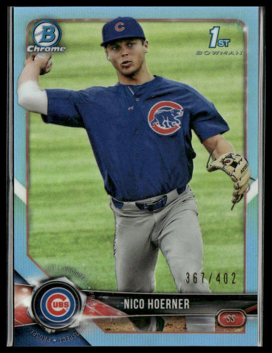 Nico Hoerner #BDC-165 2018 Bowman Draft Chrome Sky Blue #/402 Chicago Cubs