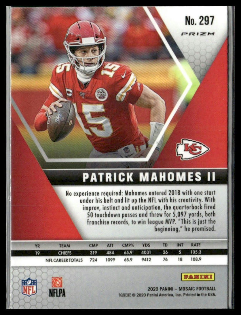 Patrick Mahomes II #297 2020 Panini Mosaic Prizm Green Kansas City Chiefs