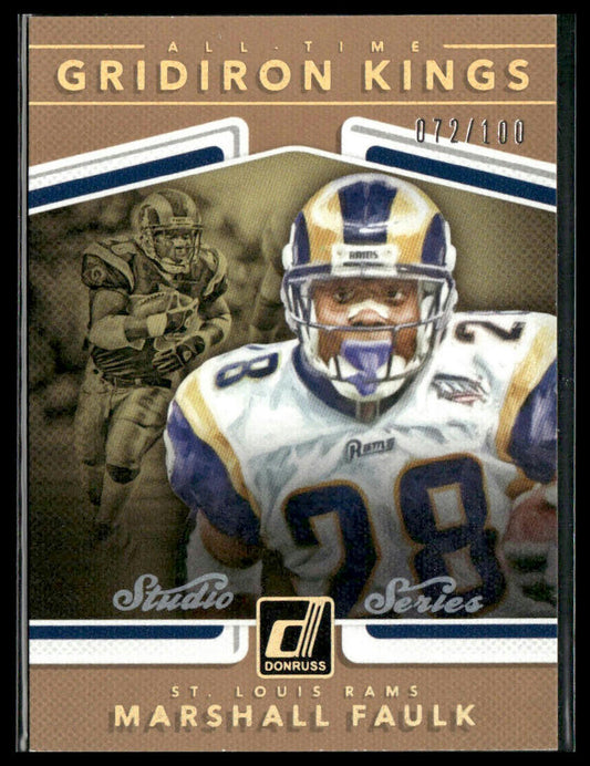 Marshall Faulk #30 2017 Donruss Gridiron Kings Studio Series #/100 Rams
