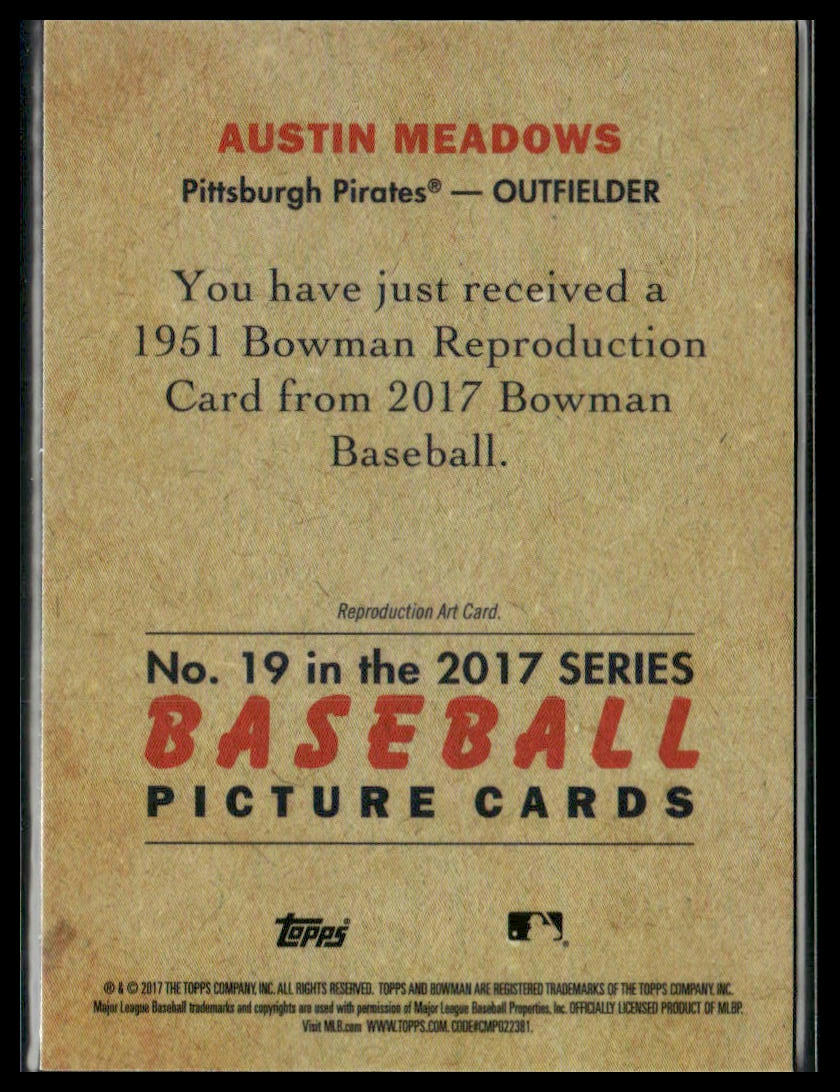 Austin Meadows #19 2017 Bowman 1951 Bowman Chrome Pittsburgh Pirates