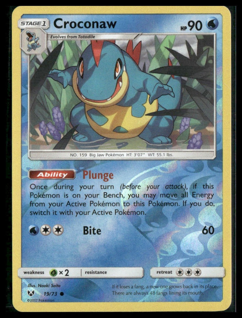 Croconaw #19/73 Reverse Holo Shining Legends NM
