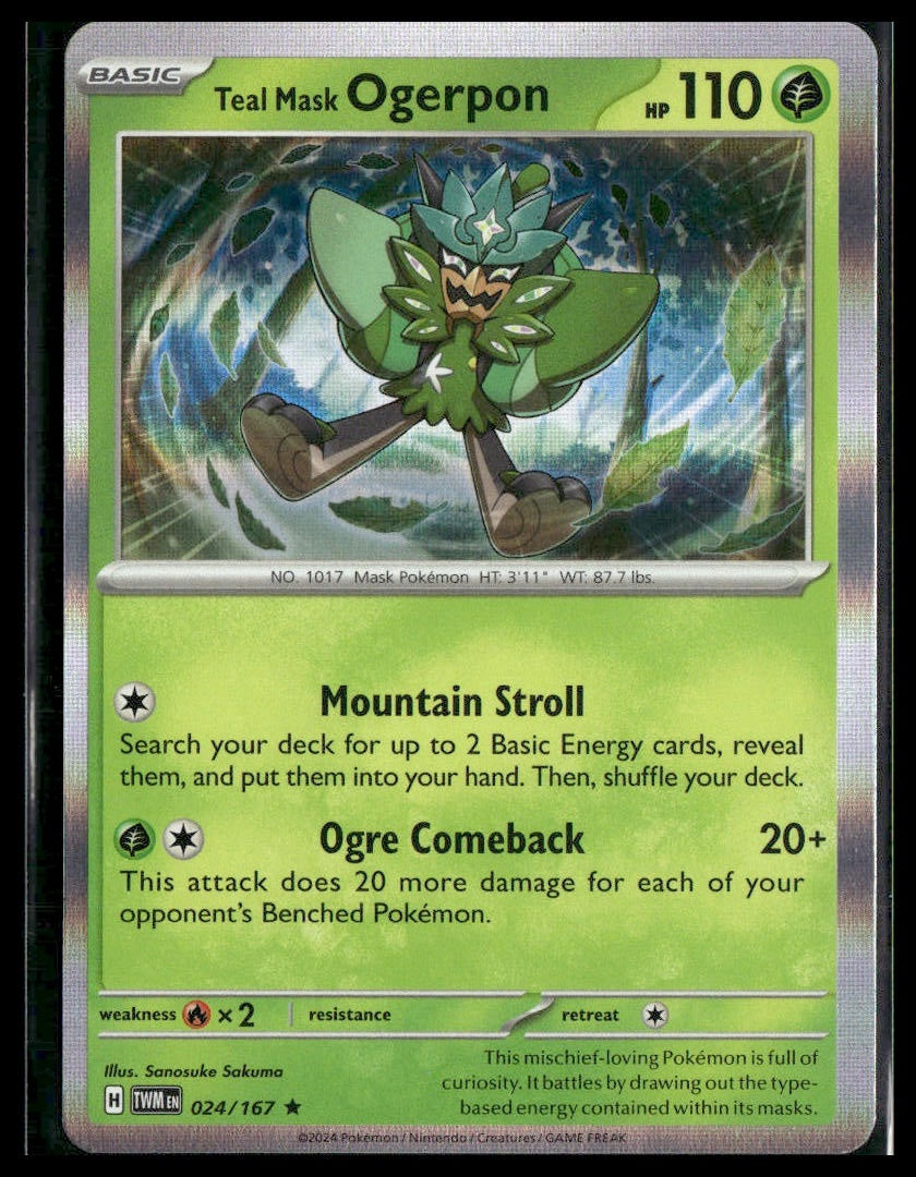 Teal Mask Ogerpon #024/167 Holo Twilight Masquerade NM