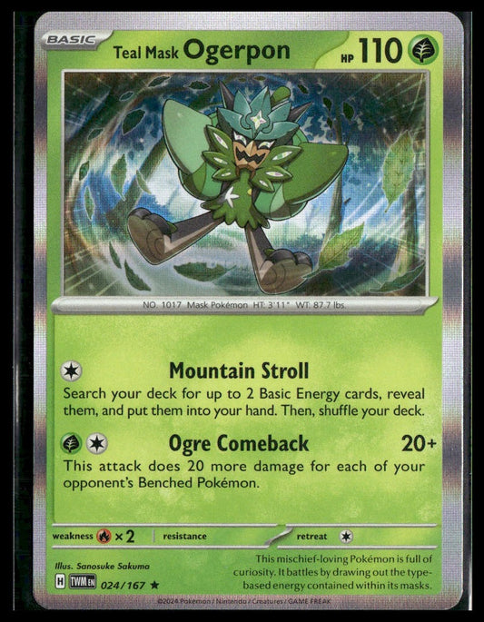 Teal Mask Ogerpon #024/167 Holo Twilight Masquerade NM