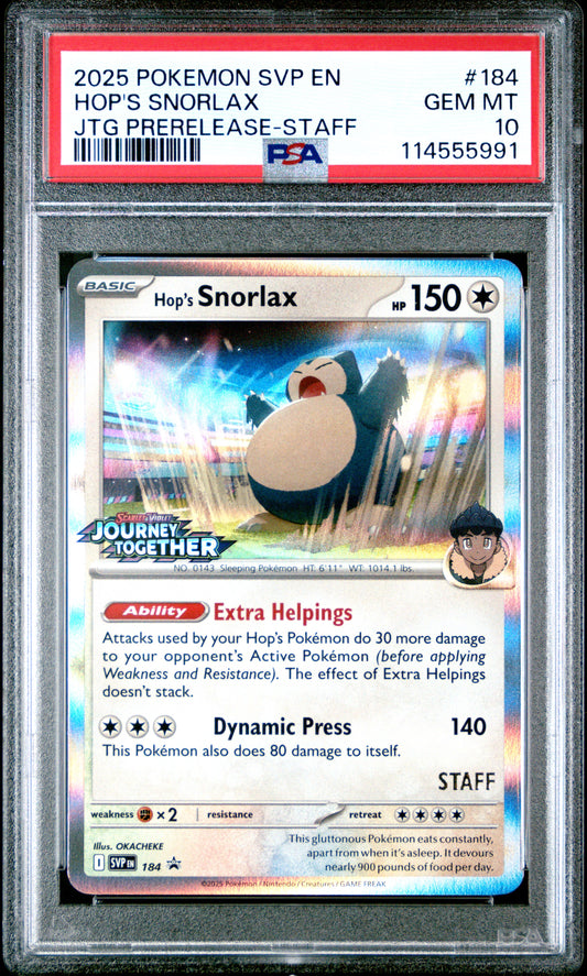 PSA 10 Hop's Snorlax #184 Journey Together