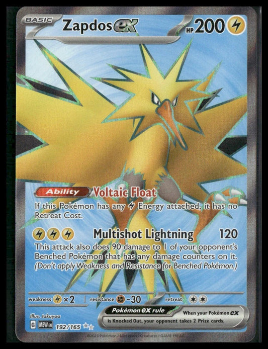 Zapdos ex #192/165 Scarlet & Violet 151 NM