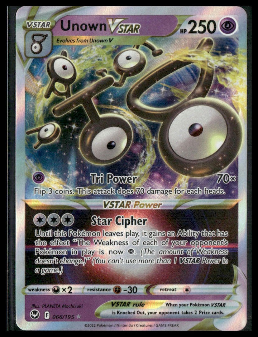 Unown VSTAR #066/195 Silver Tempest NM