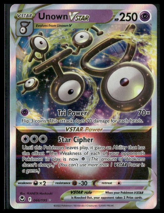 Unown VSTAR #066/195 Silver Tempest NM