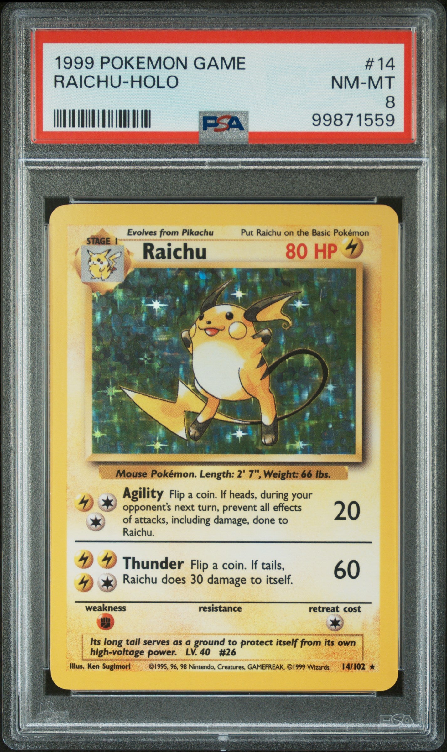 PSA 8 Raichu #14 Base Set