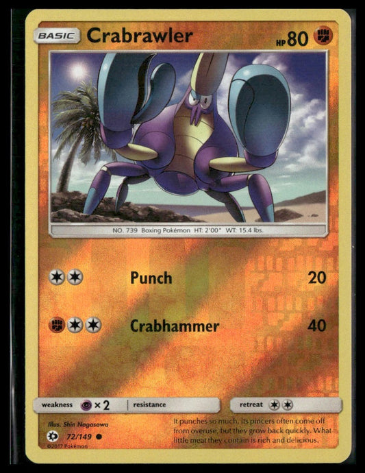 Crabrawler #72/149 Reverse Holo SM Base Set NM