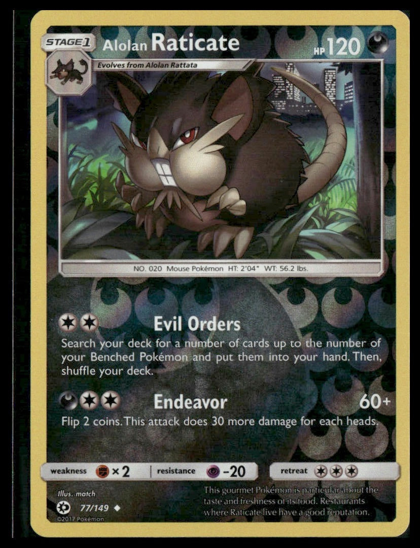 Alolan Raticate #77/149 Reverse Holo SM Base Set NM