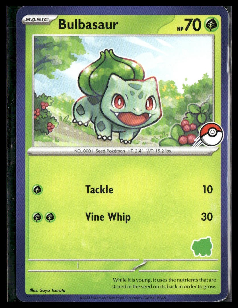 Bulbasaur (Blue Border) Poke Ball Stamp My First Battle NM