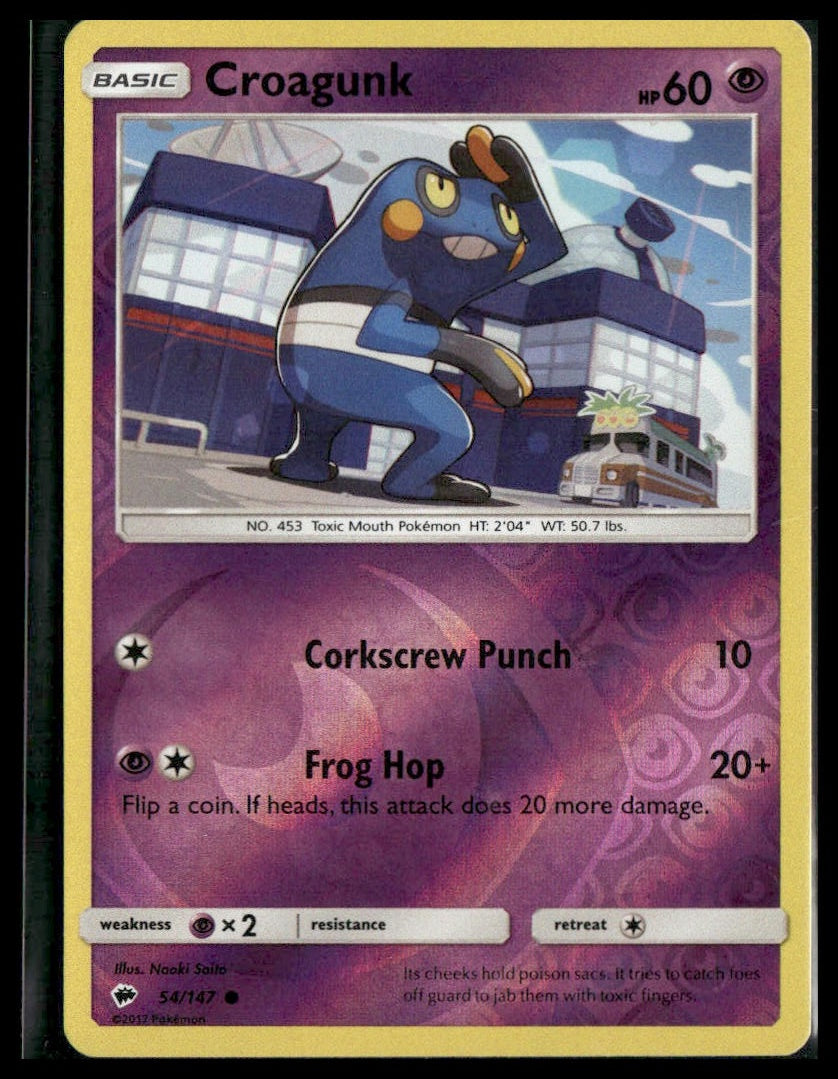 Croagunk #54/147 Reverse Holo SM - Burning Shadows LP