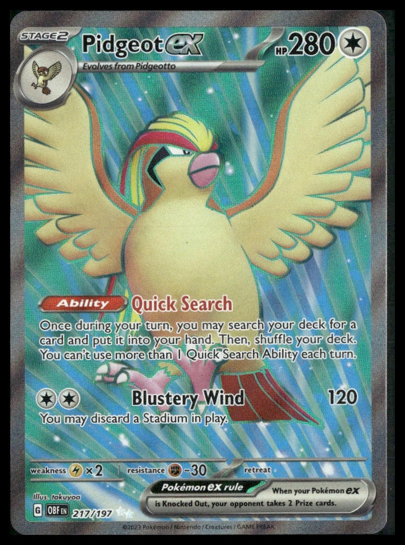 Pidgeot ex #217/197 Obsidian Flames NM