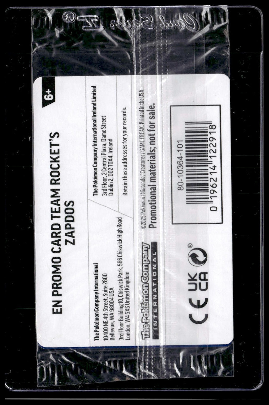Team Rocket's Zapdos #070/182 SEALED Gamestop Promo Destined Rivals NM