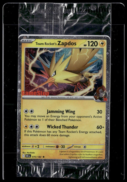 Team Rocket's Zapdos #070/182 SEALED Gamestop Promo Destined Rivals NM