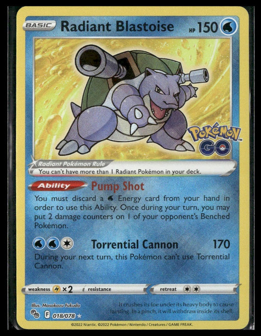 Radiant Blastoise #018/078 Pokemon GO NM