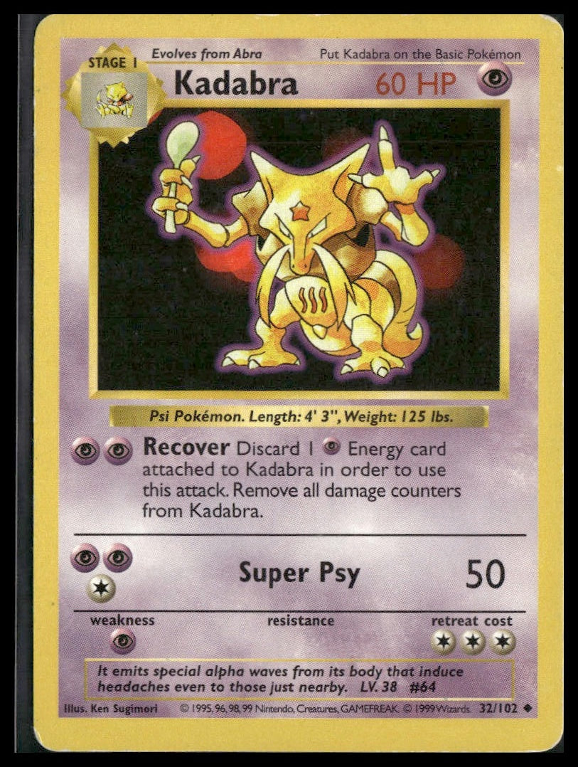 Kadabra #032/102 Base Set (Shadowless) MP
