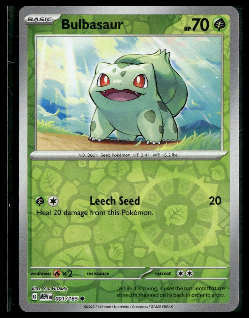Bulbasaur #001/165 Reverse Holo Scarlet & Violet 151 NM