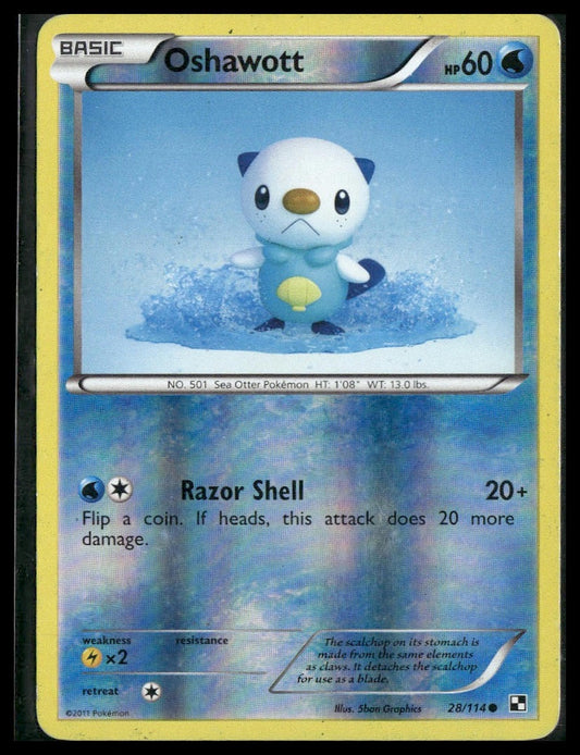 Oshawott #28/114 Reverse Holo Black and White LP