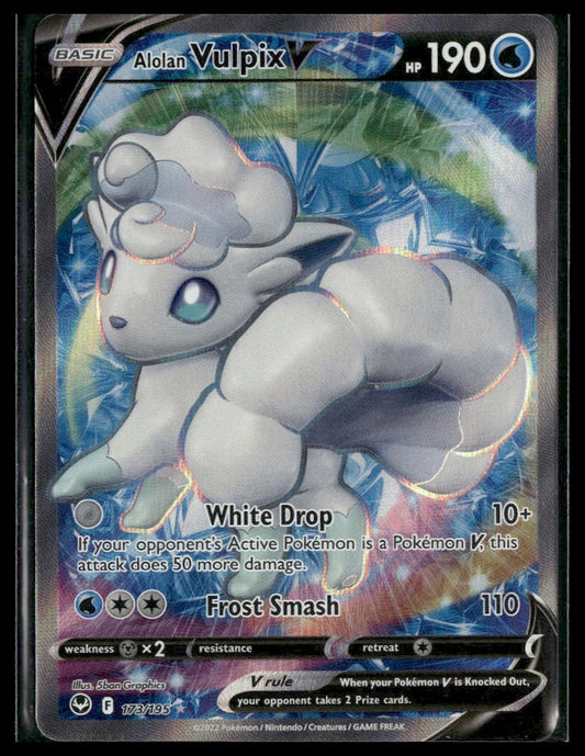 Alolan Vulpix V (Full Art) #173/195 Silver Tempest NM