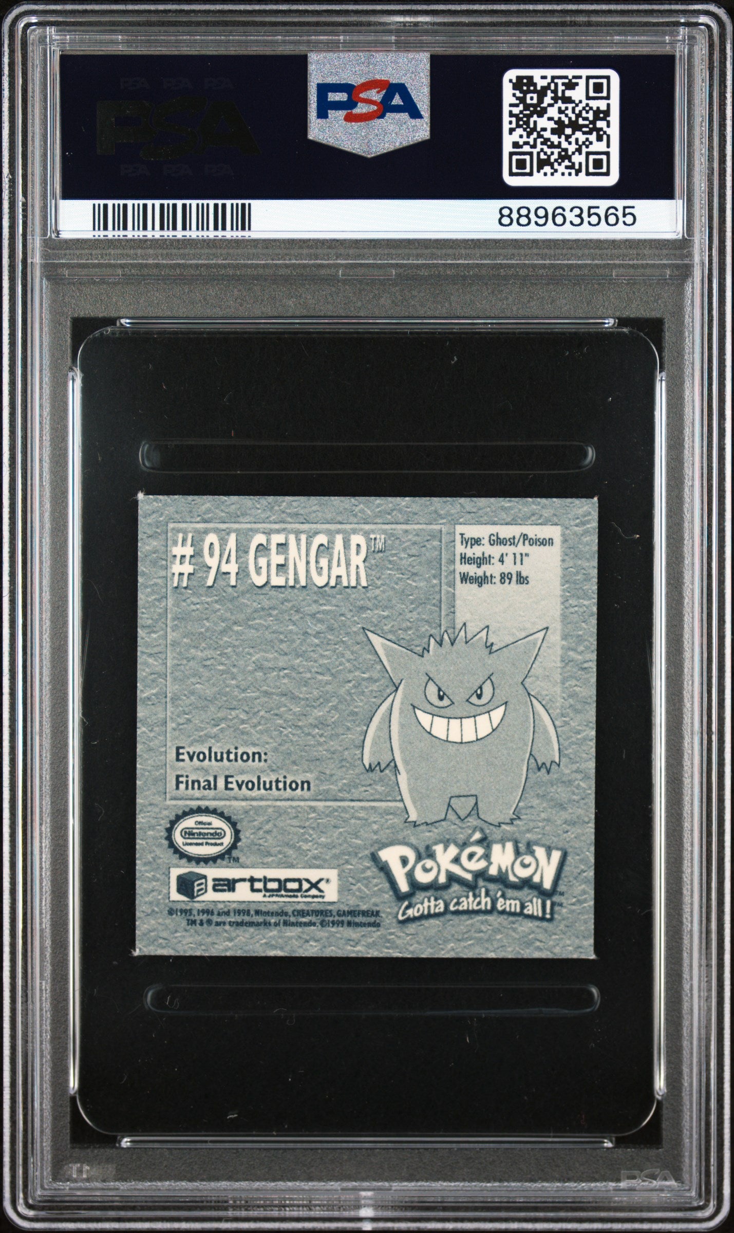 PSA 9 Gengar #94 1999 Artbox Stickers Series 1