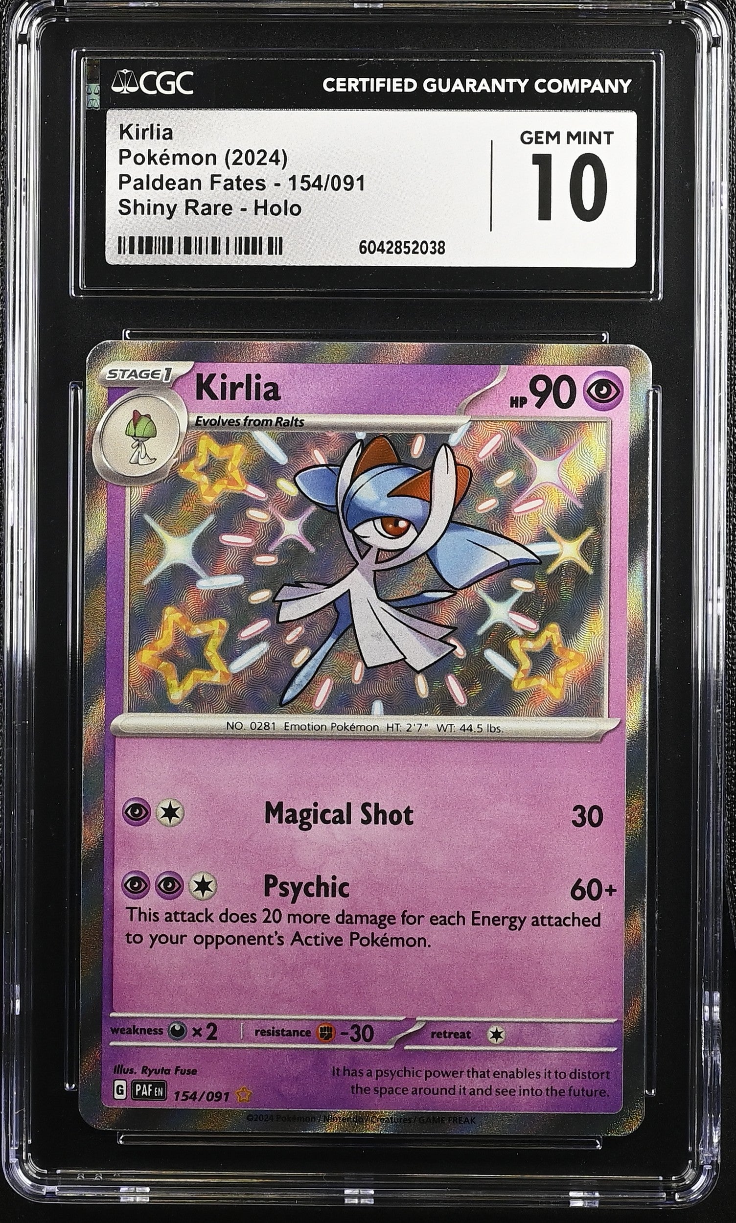 CGC 10 Kirlia #154/091 Paldean Fates