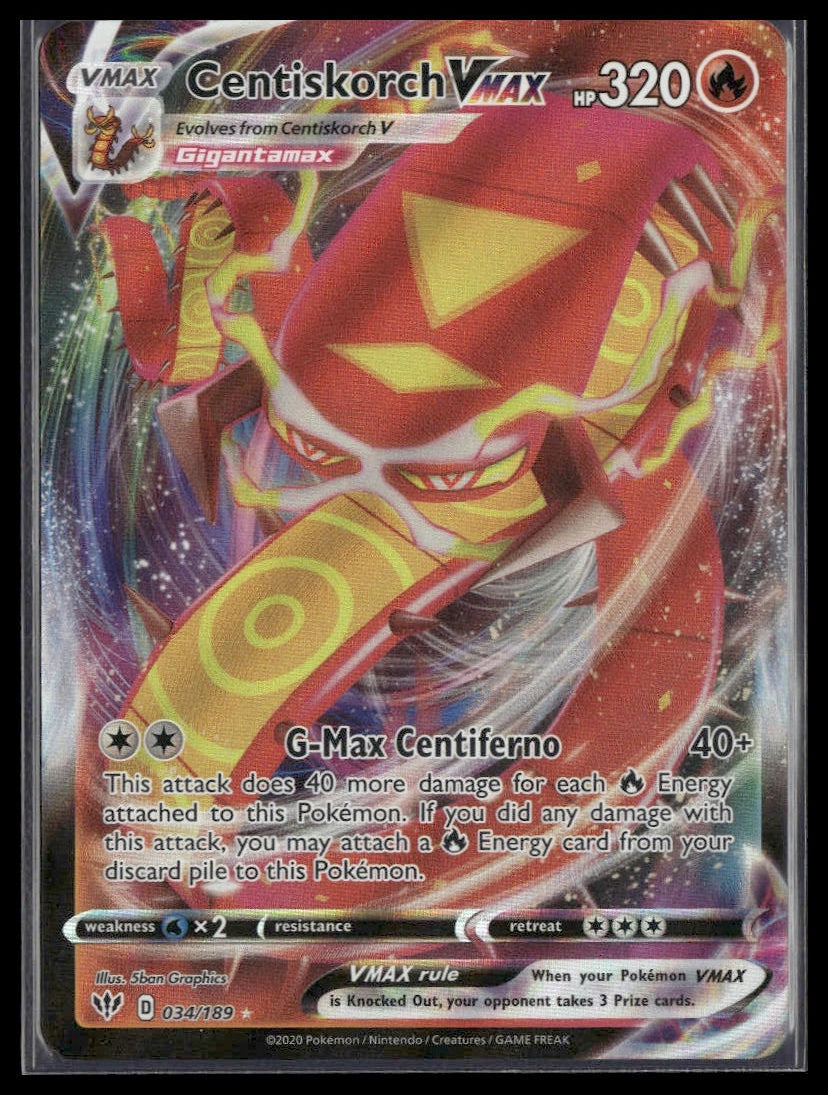 Centiskorch VMAX #034/189 Darkness Ablaze NM