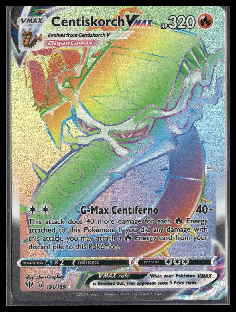 Centiskorch VMAX (Secret) #191/189 Darkness Ablaze NM