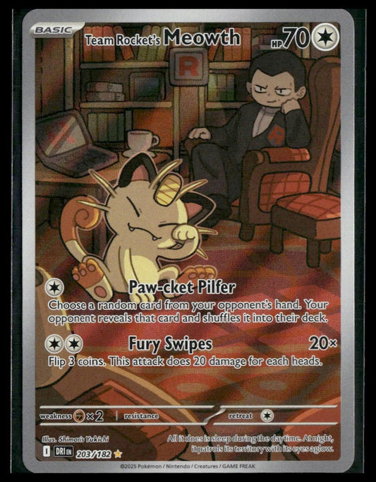 Team Rocket's Meowth #203/182 Destined Rivals NM