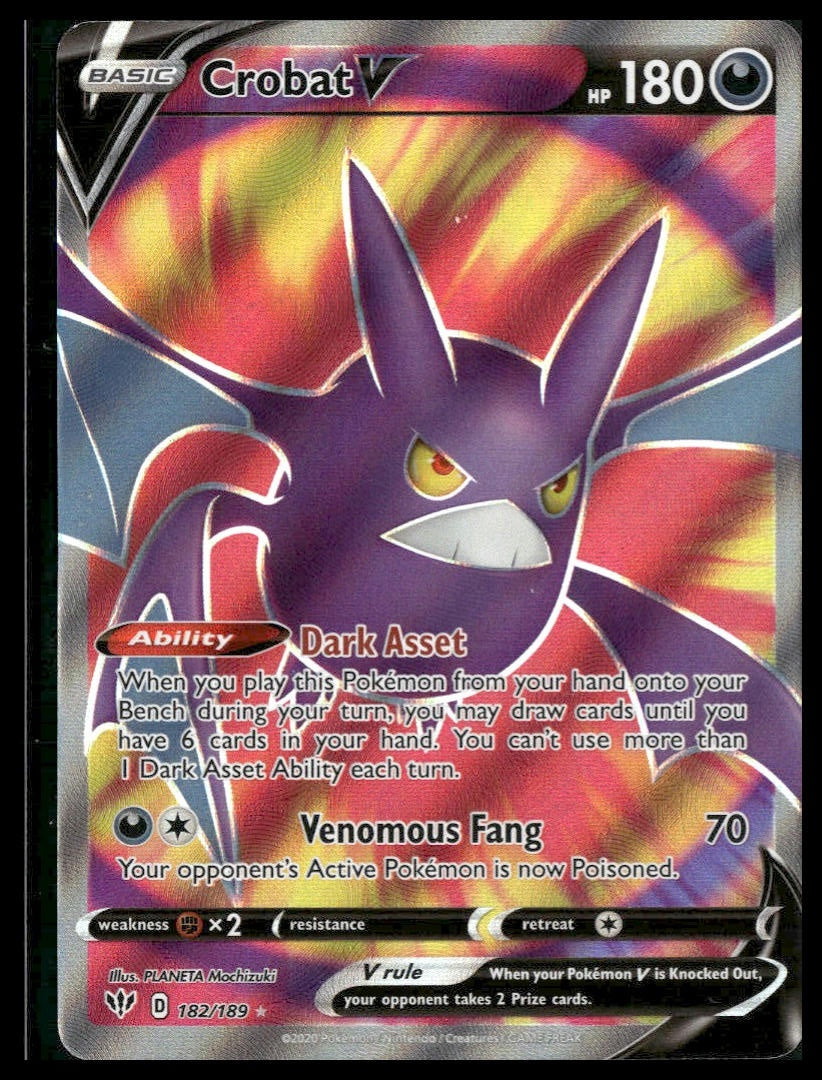 Crobat V (Full Art) #182/189 Darkness Ablaze NM
