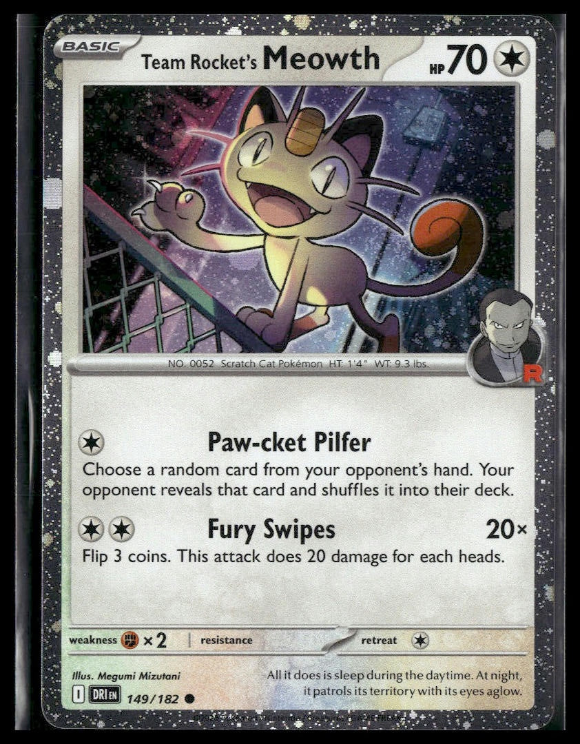 Team Rocket's Meowth (Cosmos Holo) #149/182 Destined Rivals NM