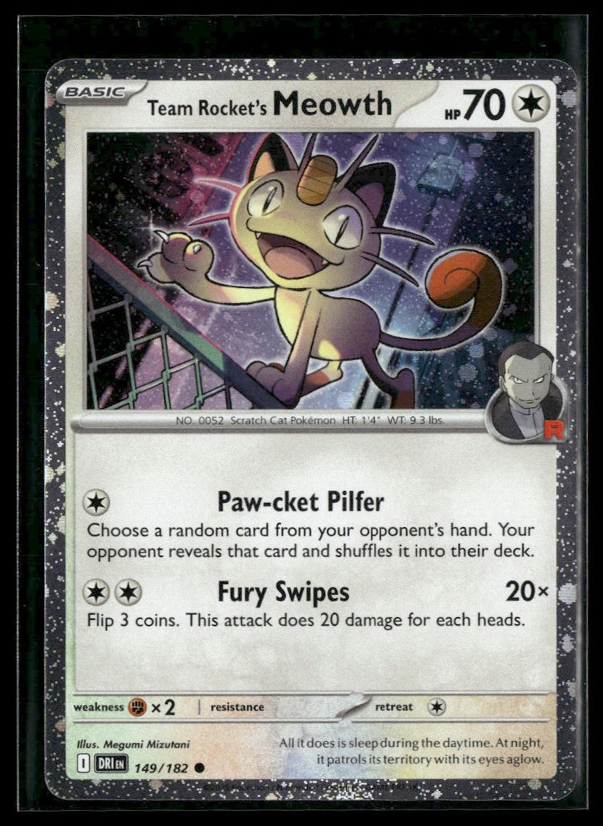 Team Rocket's Meowth (Cosmos Holo) #149/182 Destined Rivals NM