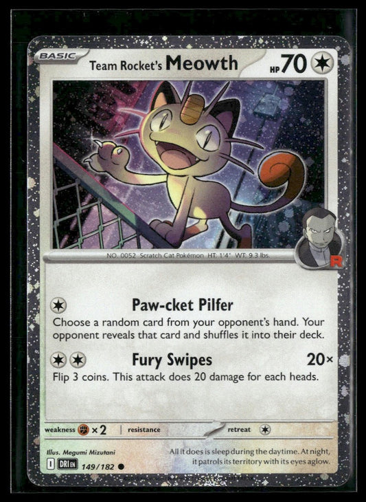 Team Rocket's Meowth (Cosmos Holo) #149/182 Destined Rivals NM