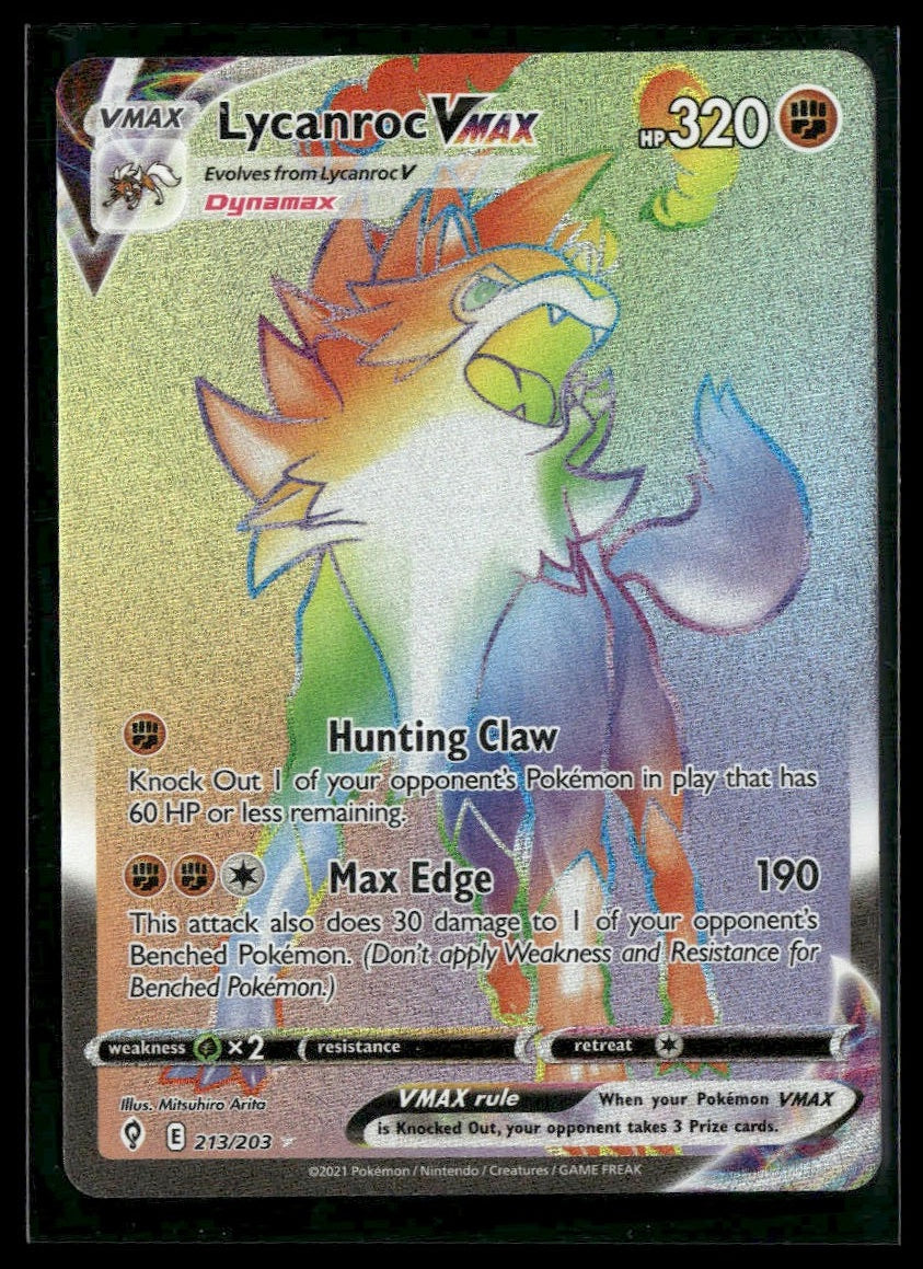 Lycanroc VMAX (Secret) #213/203 Evolving Skies NM