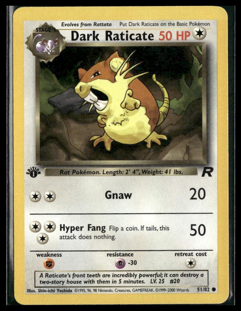Dark Raticate #51/82 1st Edition Team Rocket LP