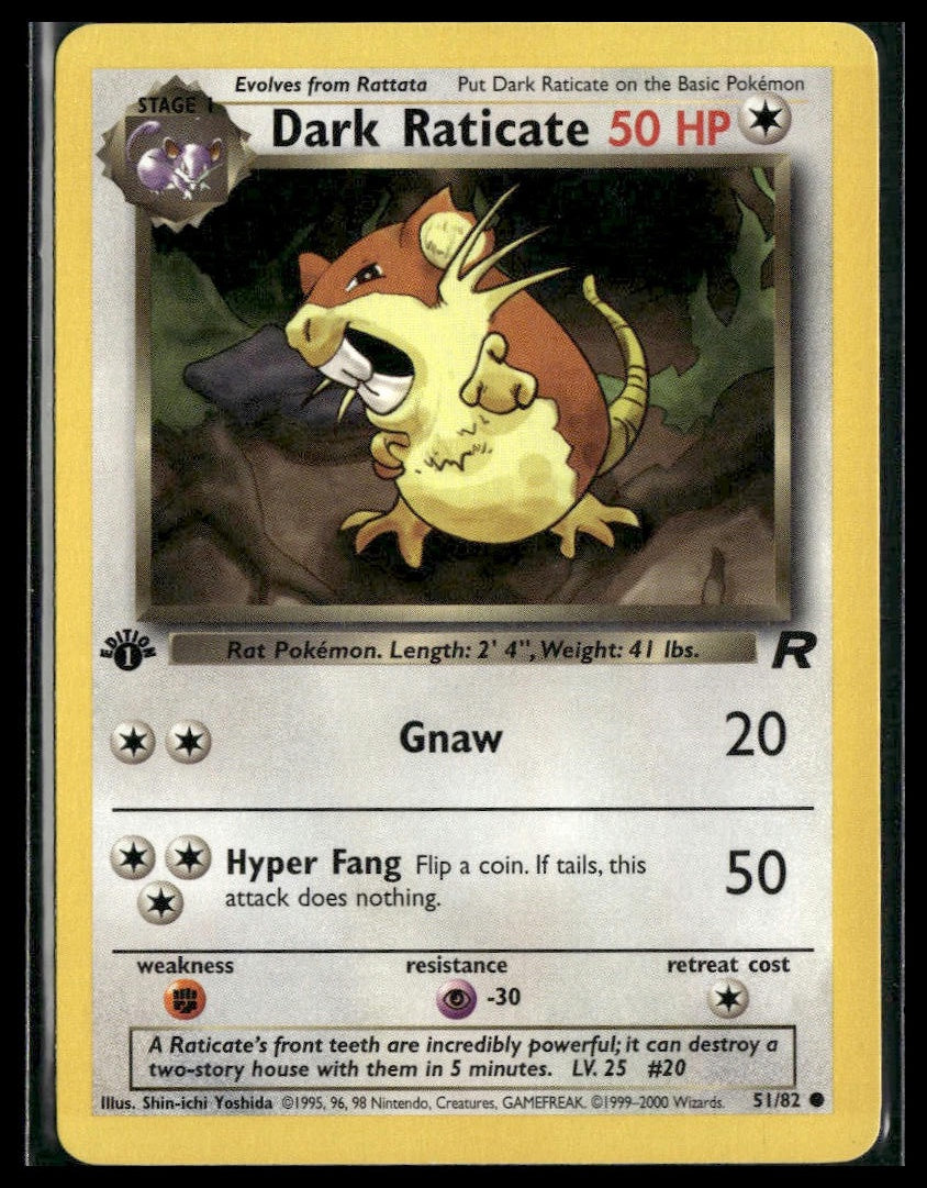 Dark Raticate #51/82 1st Edition Team Rocket LP