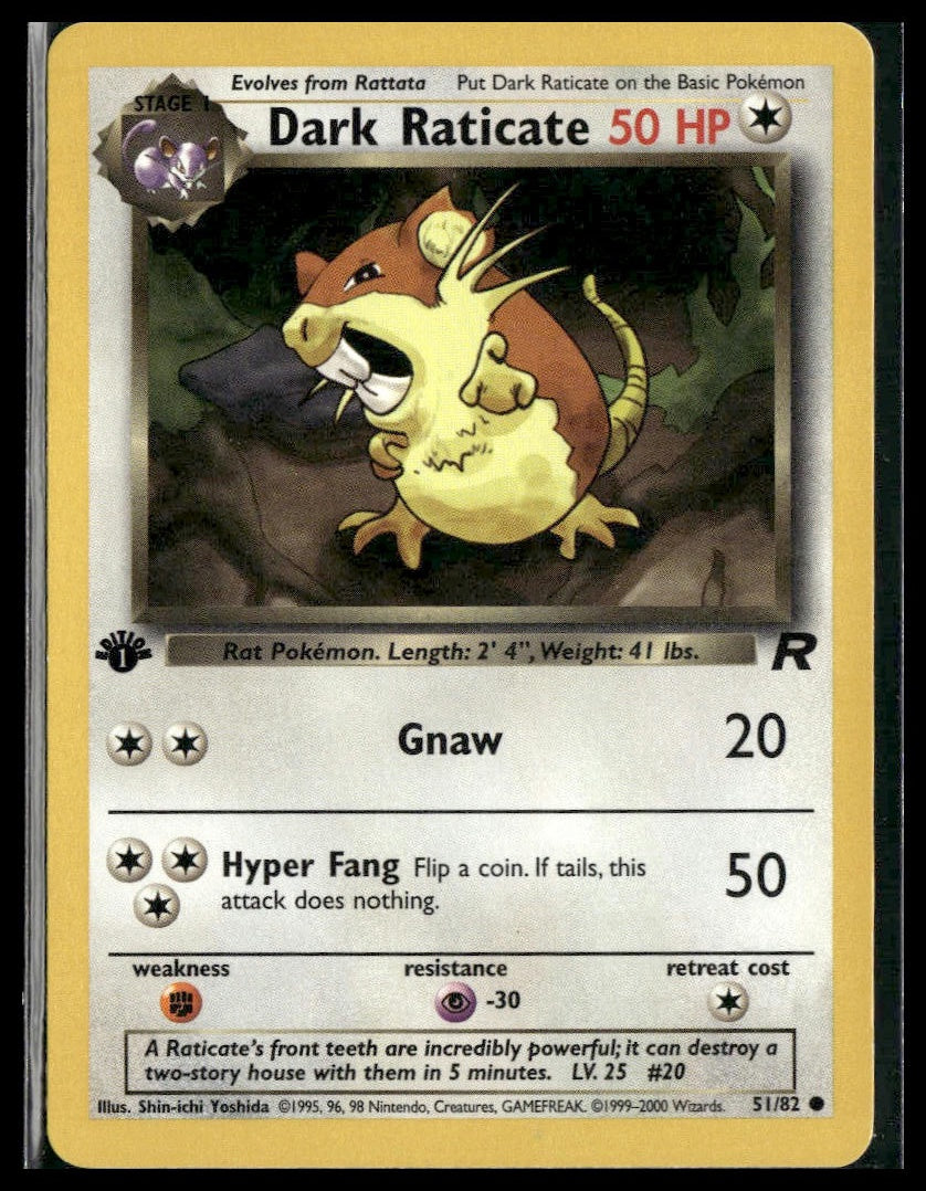 Dark Raticate #51/82 1st Edition Team Rocket LP