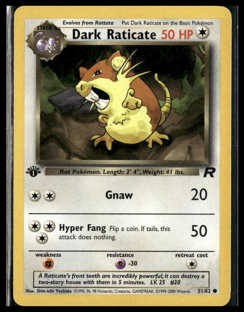 Dark Raticate #51/82 1st Edition Team Rocket LP