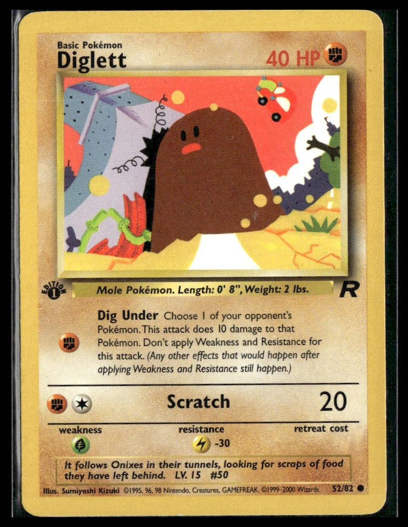 Diglett #52/82 1st Edition Team Rocket LP