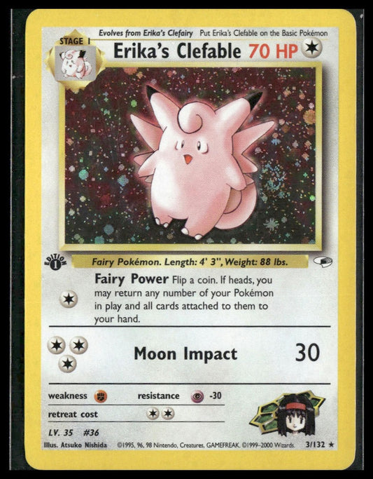 Erika's Clefable #003/132 1st Edition Gym Heroes LP