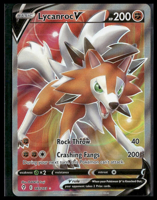 Lycanroc V (Full Art) #187/203 Evolving Skies NM
