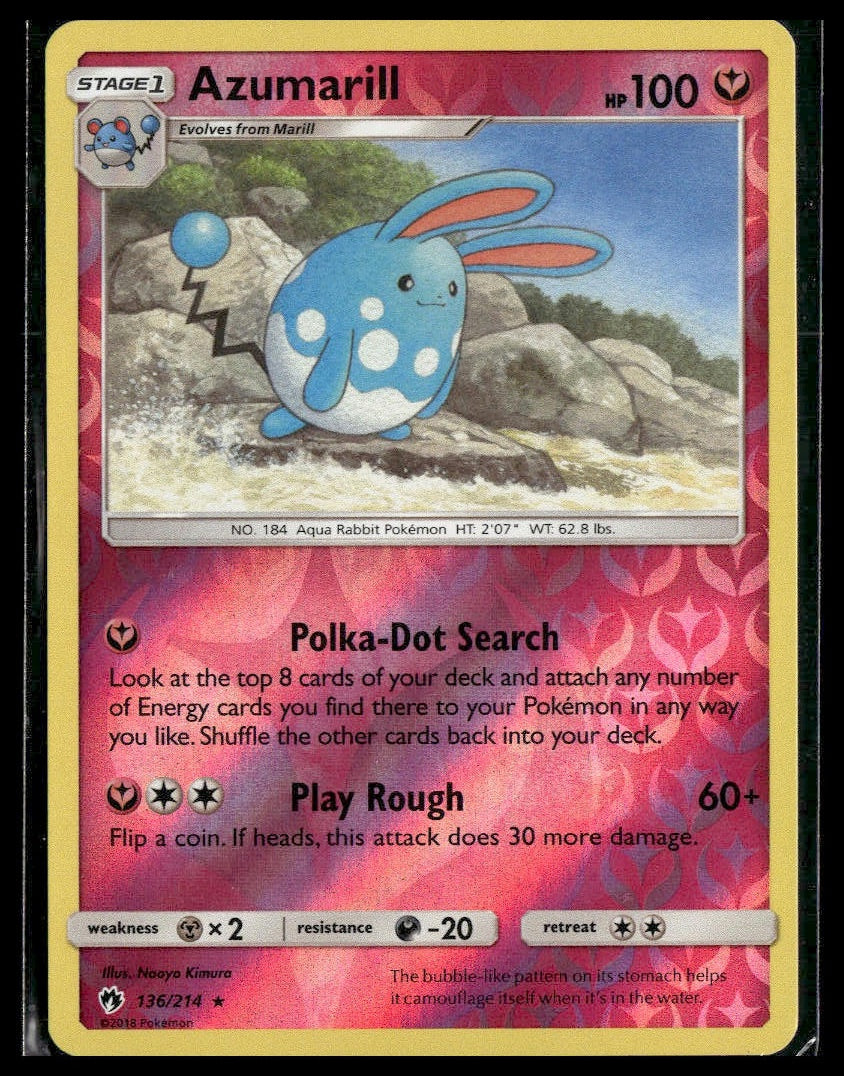 Azumarill #136/214 Reverse Holo SM - Lost Thunder LP