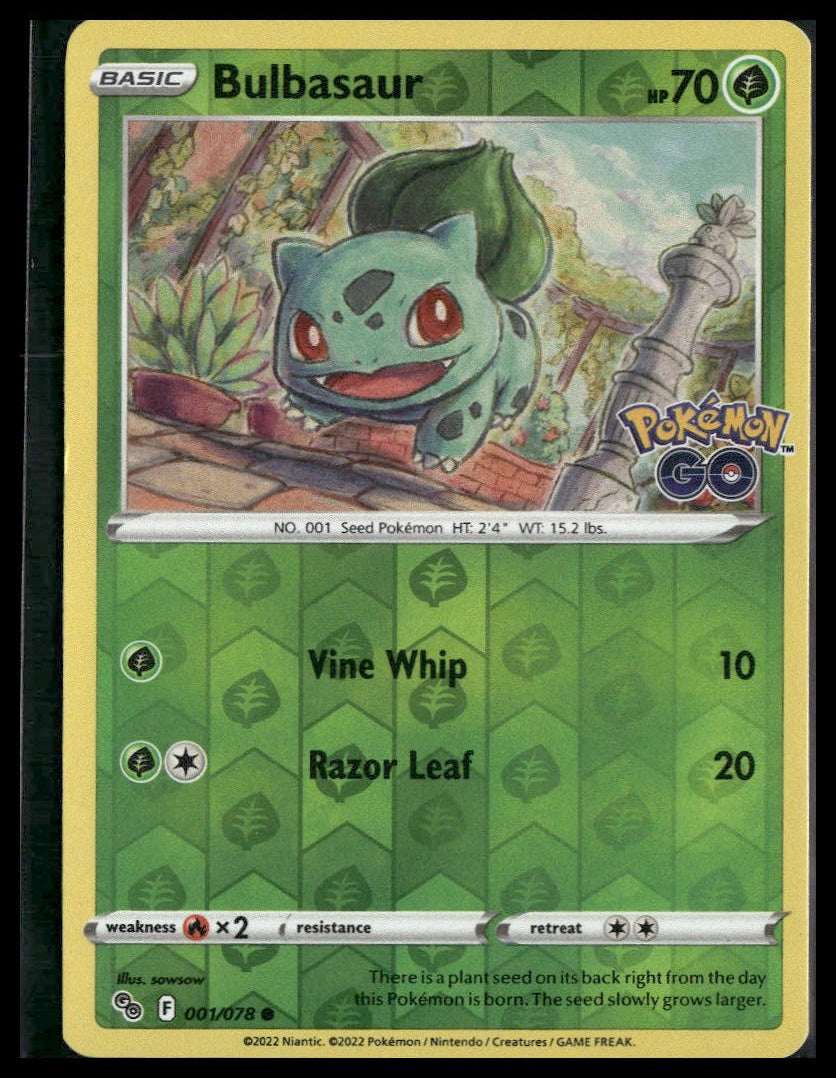 Bulbasaur #001/078 sowsow Reverse Holo Pokemon GO VLP